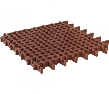 Ударопоглъщащи каучукови плочи - с отвори за трева - 100x100x4,5 cm - червени