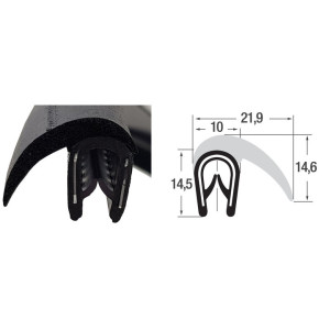 DTBGF19 – U – профили за защита на ръбове с крило – диапазон на затягане 1 – 4 mm