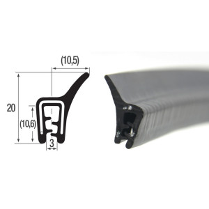 DTBGF2 – U – профили за защита на ръбове с крило – диапазон на затягане 1 – 3 mm