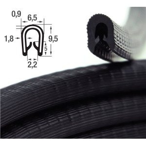 DTBG1-2S-POM / U – профили за защита на ръбове с метална вложка – диапазон на затягане от 1 – 2 mm