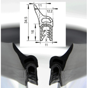 DTBG17 – U- профил с горно уплътнение – диапазон на затягане 1.5 – 3.5 mm