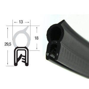 DTBG27 – U- профил с горно уплътнение – диапазон на затягане 1 – 2.5 mm