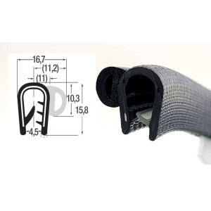 DTBGS27- профил за защита на ръбове с уплътнение отстрани - диапазон на затягане от 4 до 6 мм.    