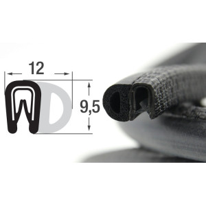 DTBGS4- профил за защита на ръбове с уплътнение отстрани - диапазон на затягане от 1 до 2 мм.     