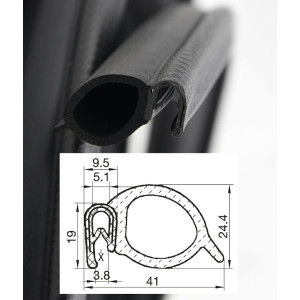 DTBGS6- профил за защита на ръбове с уплътнение отстрани - диапазон на затягане от 2 до 4,5 мм.   