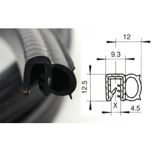 DTBGS7- профил за защита на ръбове с уплътнение отстрани - диапазон на затягане от 1 до 4 мм.     