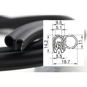 DTBGS1 - профил за защита на ръбове с уплътнение отстрани - диапазон на затягане 1 - 4 мм         