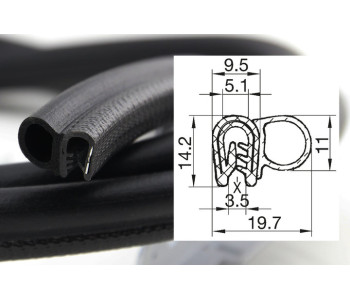 DTBGS1 - профил за защита на ръбове с уплътнение отстрани - диапазон на затягане 1 - 4 мм         